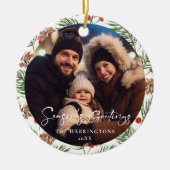 Stilvolle Weihnachtsfamilien Foto Ornament (Vorne)