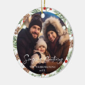 Stilvolle Weihnachtsfamilien Foto Ornament (Links)