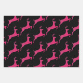 Stilvolle Weihnachtsfarbe Glitzer Rentier auf schw Geschenkpapier Set (Vorderseite 2)