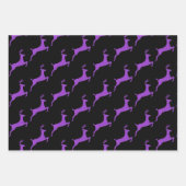 Stilvolle Weihnachtsfarbe Glitzer Rentier auf schw Geschenkpapier Set (Vorderseite)