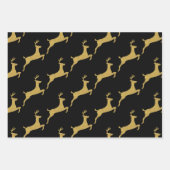 Stilvolle Weihnachtsfarbe Glitzer Rentier auf schw Geschenkpapier Set (Vorderseite 3)