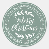 Stilvolle Weihnachtsfreude Rücksendeadresse Green Runder Aufkleber (Vorderseite)