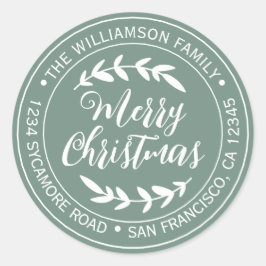 Stilvolle Weihnachtsfreude Rücksendeadresse Green Runder Aufkleber