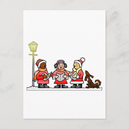 Stilvolle Weihnachtslieder für Cartoon Caroling Feiertagspostkarte (Vorderseite)