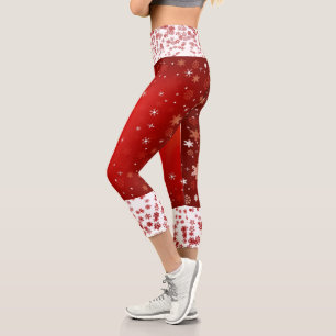 Stilvolle Weihnachtsschneeflocken Weiß Comieren Co Capri Leggings