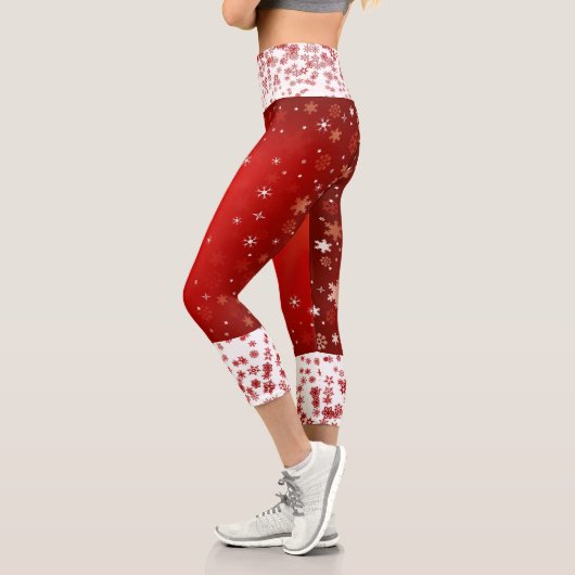 Stilvolle Weihnachtsschneeflocken Weiß Comieren Co Capri Leggings (Links)