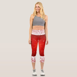 Stilvolle Weihnachtsschneeflocken Weiß Comieren Co Capri Leggings