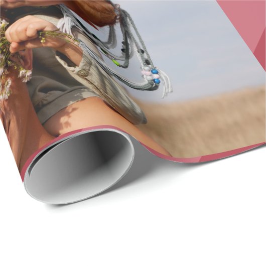 Stilvolle Weihnachtsstreifen Fotocollage Urlaub Geschenkpapier (Rolleneckpunkt)