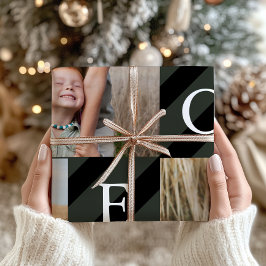 Stilvolle Weihnachtsstreifen Fotocollage Urlaub Geschenkpapier