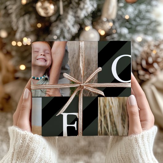 Stilvolle Weihnachtsstreifen Fotocollage Urlaub Geschenkpapier
