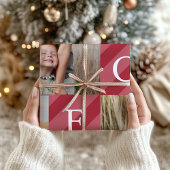 Stilvolle Weihnachtsstreifen Fotocollage Urlaub Geschenkpapier