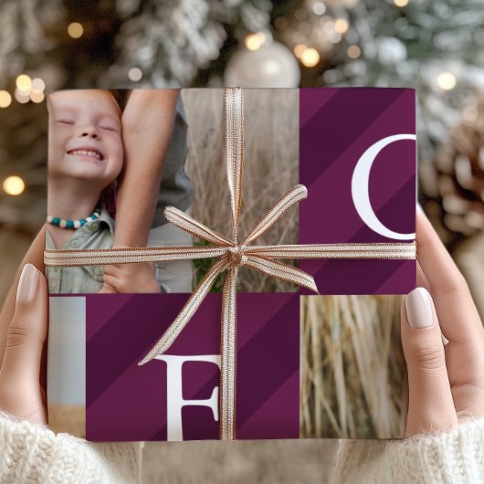 Stilvolle Weihnachtsstreifen Fotocollage Urlaub Geschenkpapier