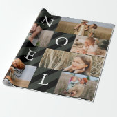 Stilvolle Weihnachtsstreifen Fotocollage Urlaub Geschenkpapier (Ungerollt)