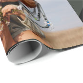 Stilvolle Weihnachtsstreifen Fotocollage Urlaub Geschenkpapier (Rolleneckpunkt)