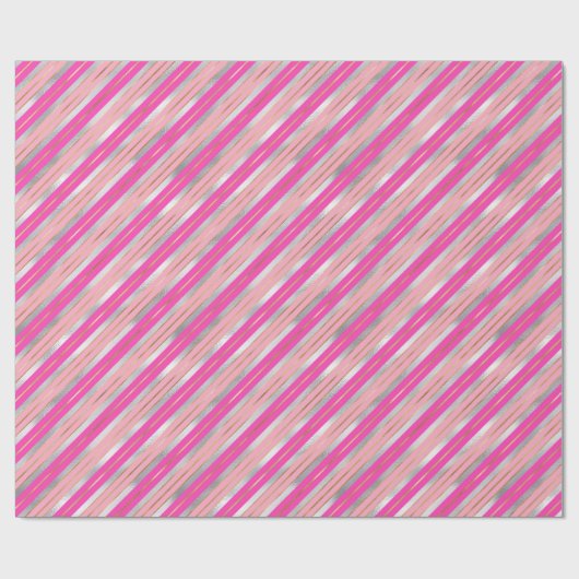 Stilvolle Weihnachtsstreifen in Rosa, Gold und Sil Geschenkpapier (Flach)