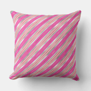 Stilvolle Weihnachtsstreifen in Rosa, Gold und Sil Kissen