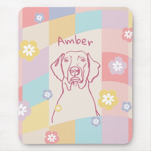 Stilvolle Weimaraner Einfache farbige Hündin Mousepad (Vorne)