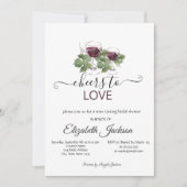 Stilvolle Weinprobe Burgund Brautparty Einladung (Vorderseite)