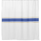 Stilvolle, weiße, blaubraune Rennstreifen Duschvorhang (Vorderseite)