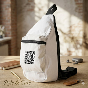 Stilvolle weiße Cut-Sew-Sling-Bag mit QR-Code Crossbody Bag
