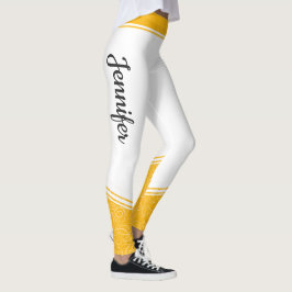 Stilvolle weiße, gelbe, blumenweiße Streifen und N Leggings