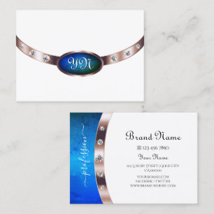 Stilvolle, weiße Rose Gold blaue Marmor mit Monogr Visitenkarte