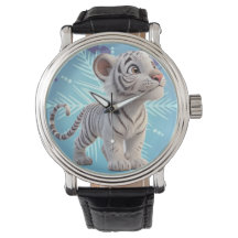 Stilvolle, weiße Tigeruhr - perfekt