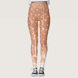 Stilvolle, weiße und gelbe Sterne Leggings