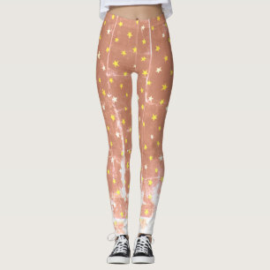 Stilvolle, weiße und gelbe Sterne Leggings
