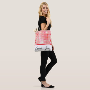 Stilvolle weiße und rote Polka-Punkte Tasche