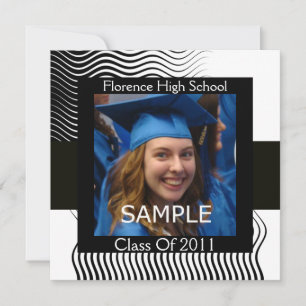 STILVOLLE WELLEN FOTO-VORLAGE MONOGRAMM, schwarz w Einladung