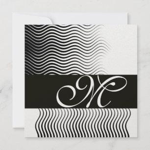 STILVOLLE WELLEN-MONOGRAMM, schwarz weiß, eis meta Einladung