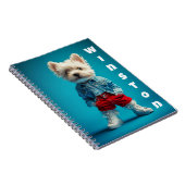 Stilvolle Westie Pup in Denim und Sneakers Notizblock (Rechte Seite)
