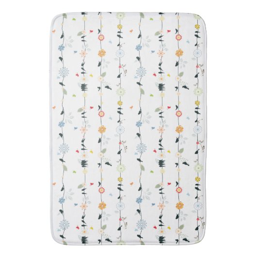 Stilvolle Whimsical Fun Black Birds & Blume Badematte (Vorderseite Vertikal)