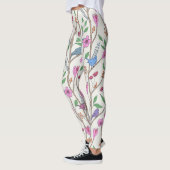 Stilvolle Whimsikale Vögel und Blume Leggings (Links)