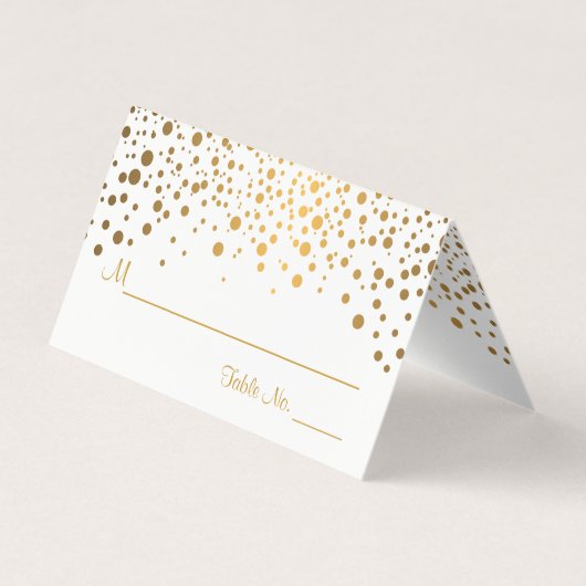 Stilvolle White and Gold Confetti | PLATZKARTEN Visitenkarten (Rückseite)