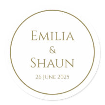 Stilvolle White and Gold Wedding Stickers