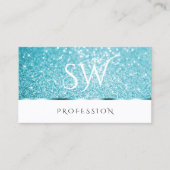 Stilvolle White Aquamarin Glitzer Luminous Stars I Visitenkarte (Vorderseite)