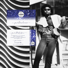 Stilvolle White Blue Sparkle Glitzer Stars mit Log Visitenkarte