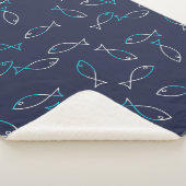 Stilvolle White Fish Pattern Sea Theme Throw Blank Sherpadecke (3/4)