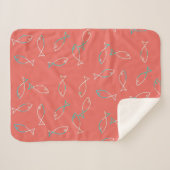 Stilvolle White Fish Pattern Sea Theme Throw Blank Sherpadecke (Vorderseite (Horizontal))