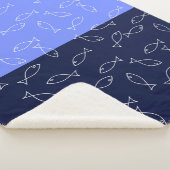 Stilvolle White Fish Pattern Sea Theme Throw Blank Sherpadecke (3/4)
