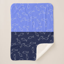 Stilvolle White Fish Pattern Sea Theme Throw Blank Sherpadecke