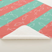Stilvolle White Fish Pattern Sea Theme Throw Blank Sherpadecke (3/4)
