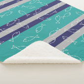 Stilvolle White Fish Pattern Sea Theme Throw Blank Sherpadecke (3/4)