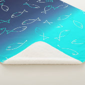 Stilvolle White Fish Pattern Sea Theme Throw Blank Sherpadecke (3/4)