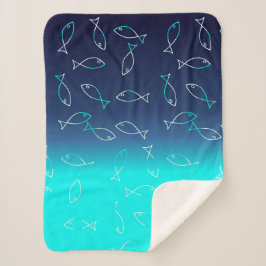 Stilvolle White Fish Pattern Sea Theme Throw Blank Sherpadecke