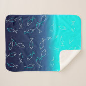 Stilvolle White Fish Pattern Sea Theme Throw Blank Sherpadecke (Vorderseite (Horizontal))