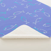 Stilvolle White Fish Pattern Sea Theme Throw Blank Sherpadecke (3/4)