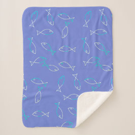 Stilvolle White Fish Pattern Sea Theme Throw Blank Sherpadecke